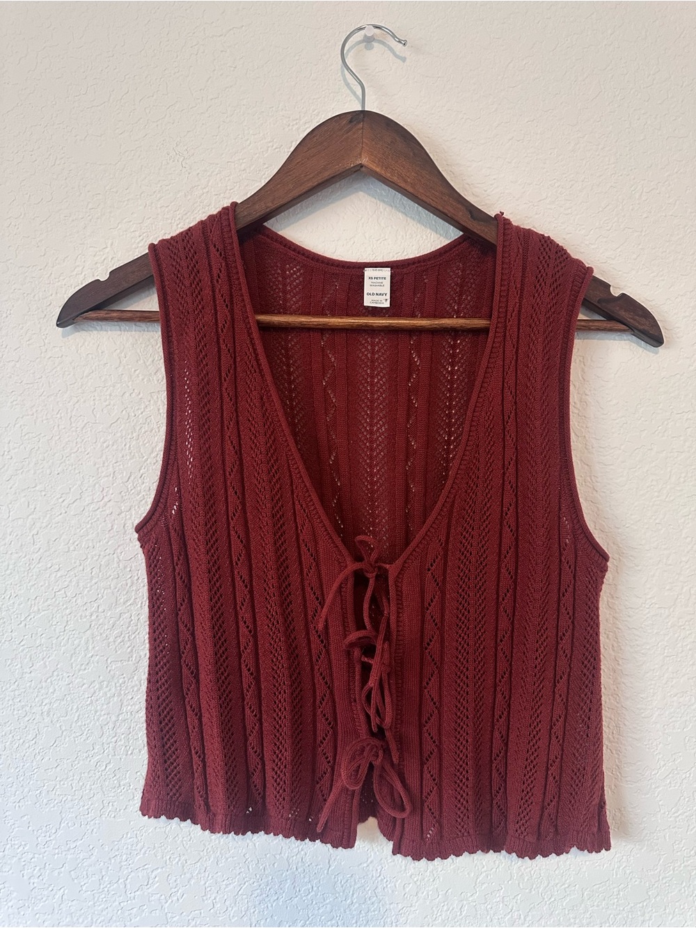 Old Navy Dark Red Lace-Up Knit Tank